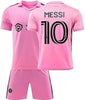 Prime Quality Wellness Men's Home/Away Jersey and Shorts Pink and Black Kit #10 Soccer Sports Fans