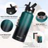 Water Bottle Insulated 32oz 40oz 64oz 128oz Straw Lid Spout Lid & 3 Lids, Leak Proof, Vacuum Insulated,Stainless Steel Water Bottle Wide Mouth for Sports, Gym or Office, BPA-Free Keep Cold 24H Hot 12H