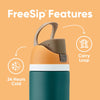 Owala FreeSip Insulated Stainless Steel Water Bottle with Straw for Sports and Travel, BPA-Free, 24-oz, Grayt