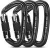 Locking Climbing Carabiners Heavy Duty - Favofit UIAA Certified 25KN (5620 lbs) Rock Climbing Clips for Climbers - Large Caribeaner as Firefighter Safety Survival Gear Equipment