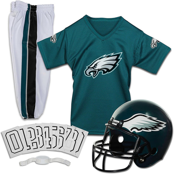 Franklin Sports NFL Kids Football Uniform Set - NFL Youth Football Costume for Boys & Girls - Set Includes Helmet, Jersey & Pants with Chinstrap + Numbers